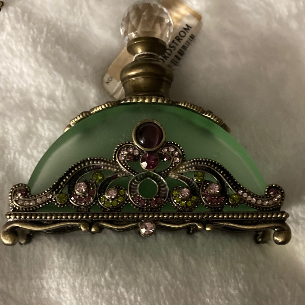 Two's Company Green Frame and Gold Jeweled Perfume Bottle - Picture 7 of 8